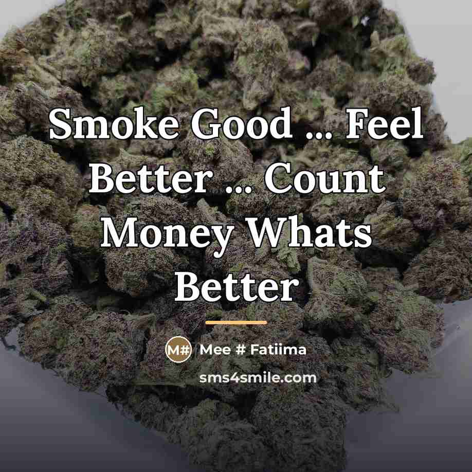 “Smoke Good ... Feel Better ... Count Money Whats Better…” quote by Mee # Fatiima