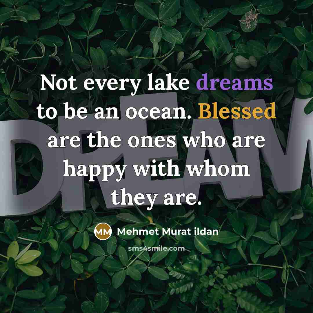 “Not every lake dreams to be an ocean. Blessed are…” quote by Mehmet Murat Ildan