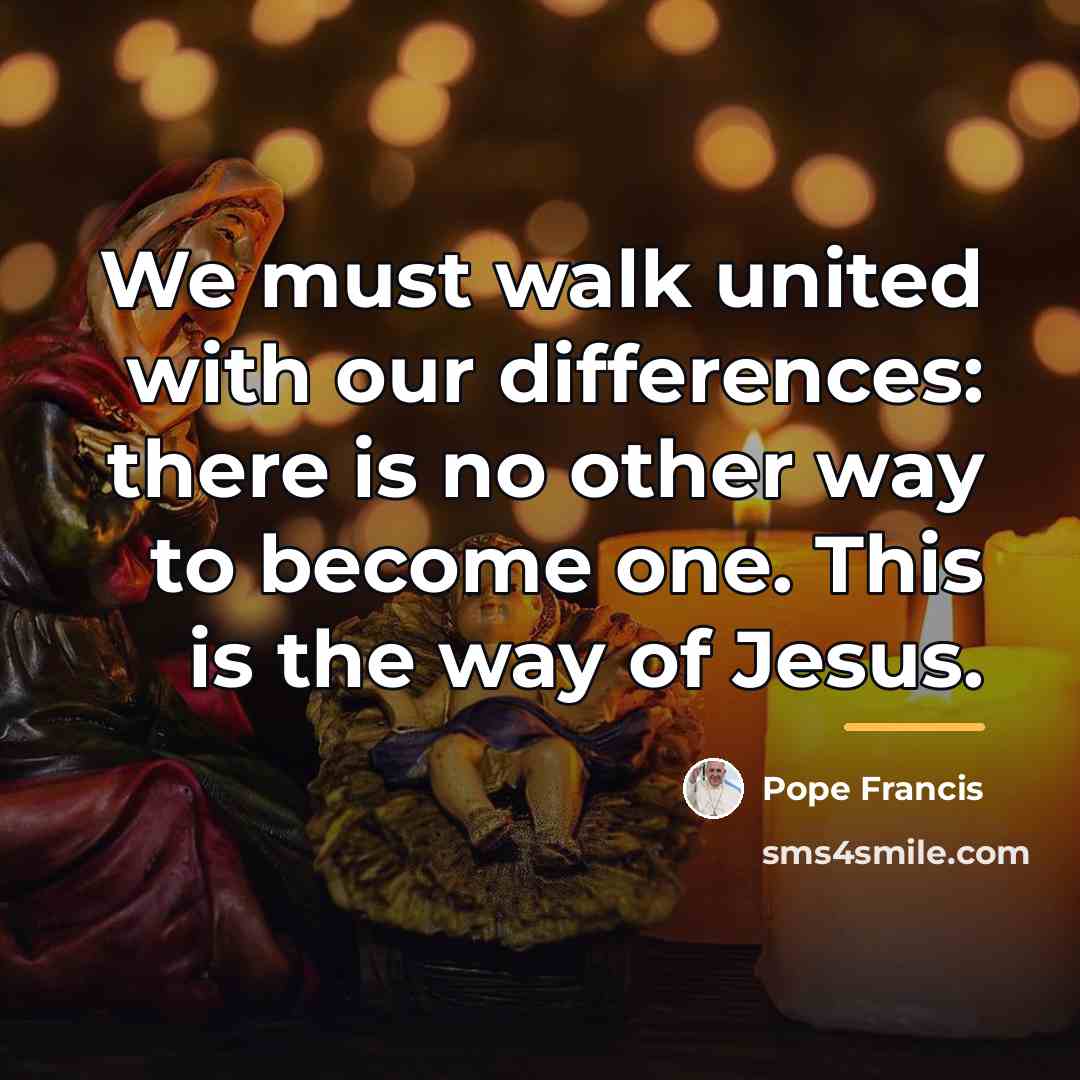 “We must walk united with our differences: there is no…” quote by Pope Francis