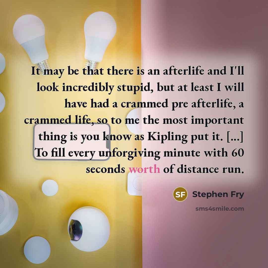 “It may be that there is an afterlife and I'll…” quote by Stephen Fry