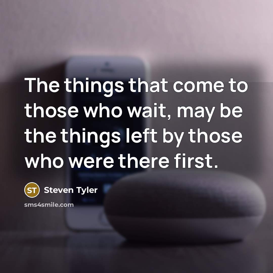 “The things that come to those who wait, may be…” quote by Steven Tyler
