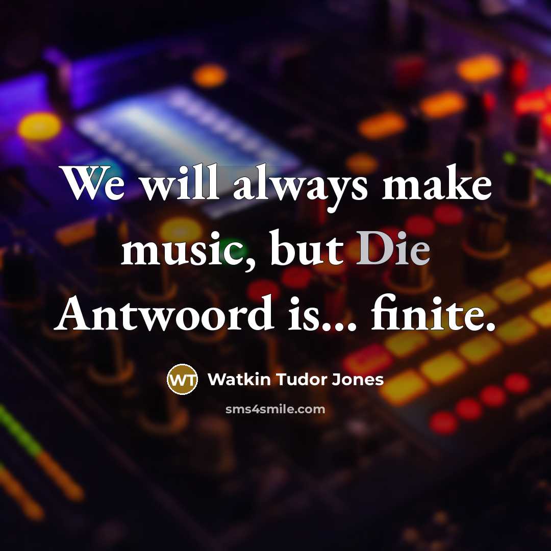 “We will always make music, but Die Antwoord is... finite.…” quote by Watkin Tudor Jones