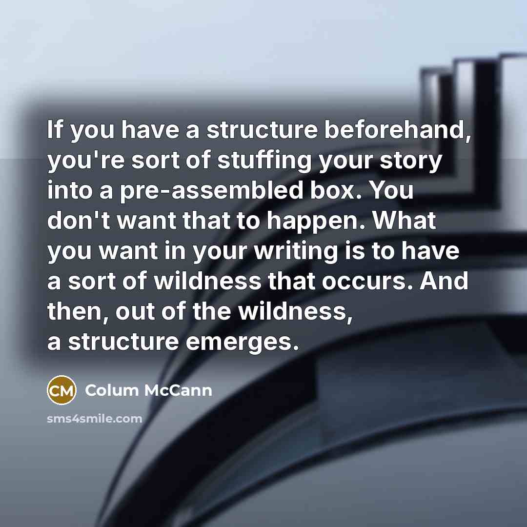 “If you have a structure beforehand, you're sort of stuffing…” quote by Colum McCann