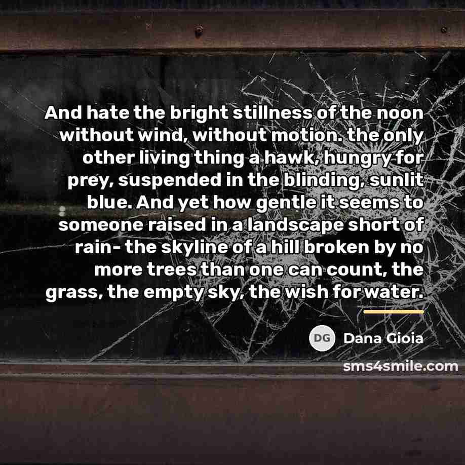 “And hate the bright stillness of the noon without wind,…” quote by Dana Gioia