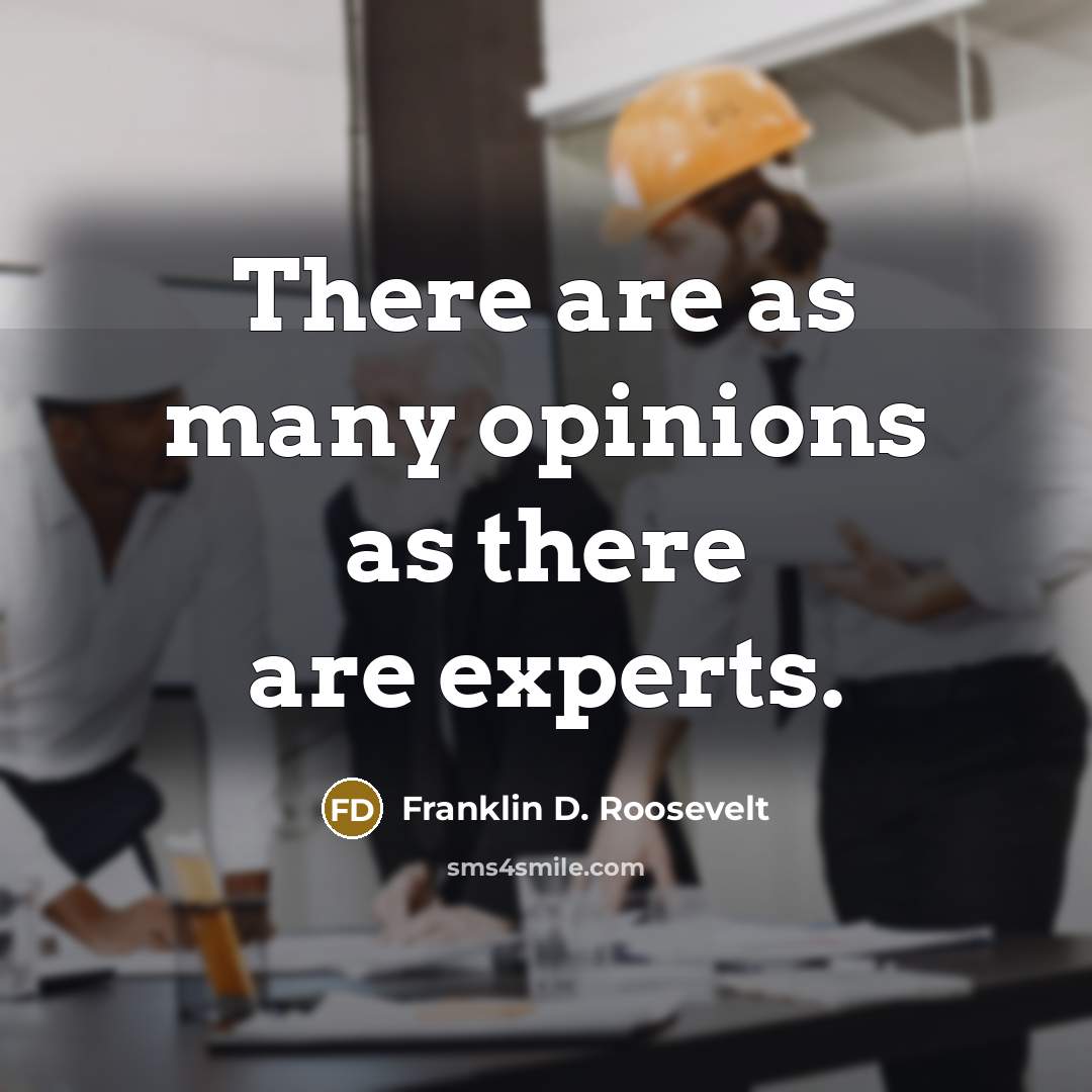 “There are as many opinions as there are experts.…” quote by Franklin D. Roosevelt