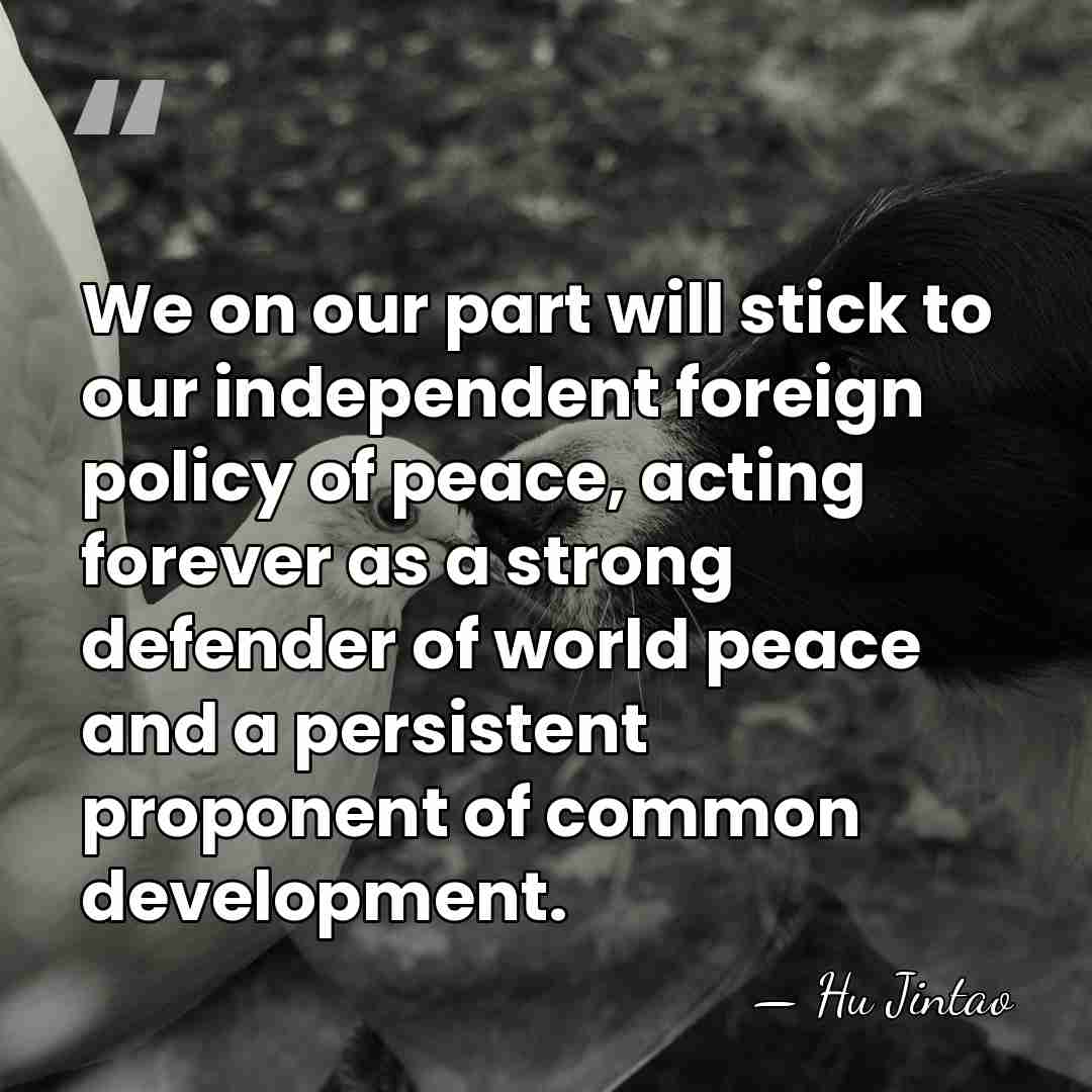 We on our part will stick to our independent foreign policy of&hellip; - Hu Jintao