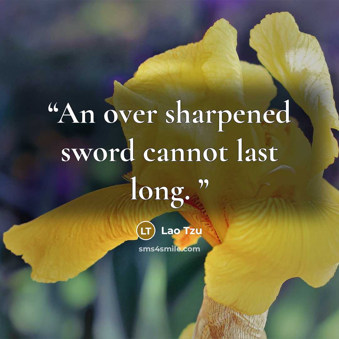 “An over sharpened sword cannot last long.” quote by Lao Tzu