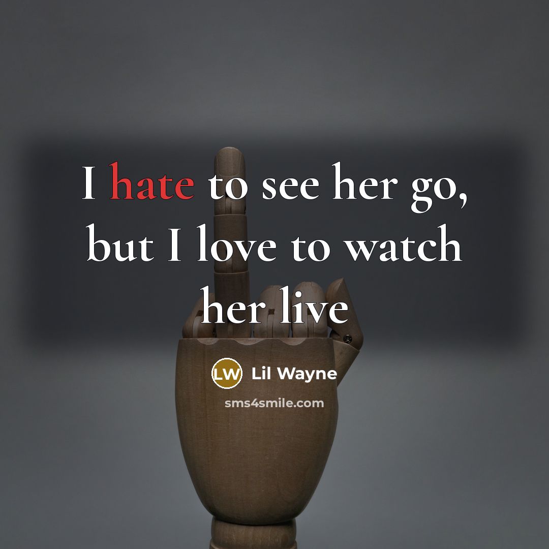 “I hate to see her go, but I love to…” quote by Lil Wayne