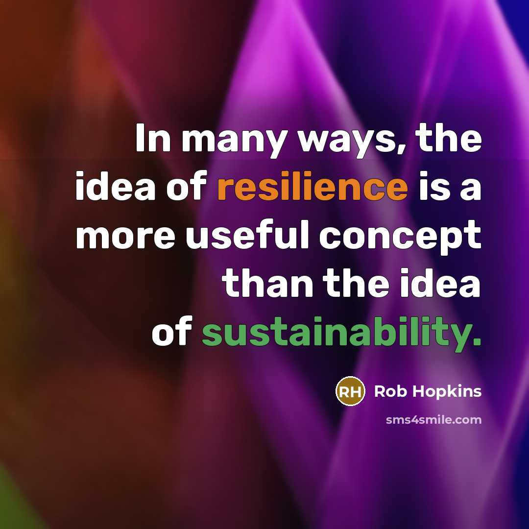 “In many ways, the idea of resilience is a more…” quote by Rob Hopkins