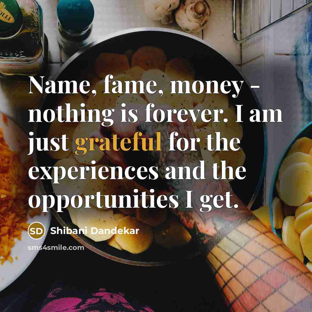 “Name, fame, money - nothing is forever. I am just…” quote by Shibani Dandekar