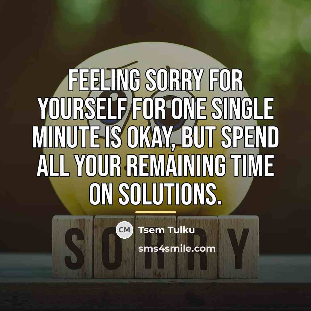 “Feeling sorry for yourself for one single minute is okay,…” quote by Tsem Tulku
