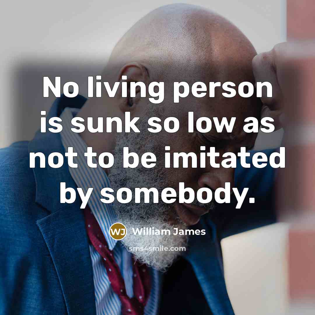 “No living person is sunk so low as not to…” quote by William James