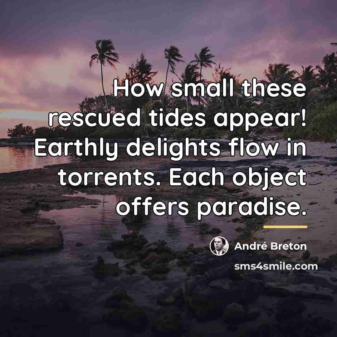 “How small these rescued tides appear! Earthly delights flow in…” quote by Andre Breton