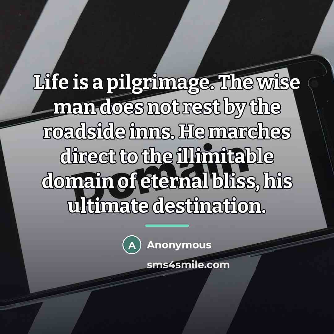 “Life is a pilgrimage. The wise man does not rest…” quote by Anonymous