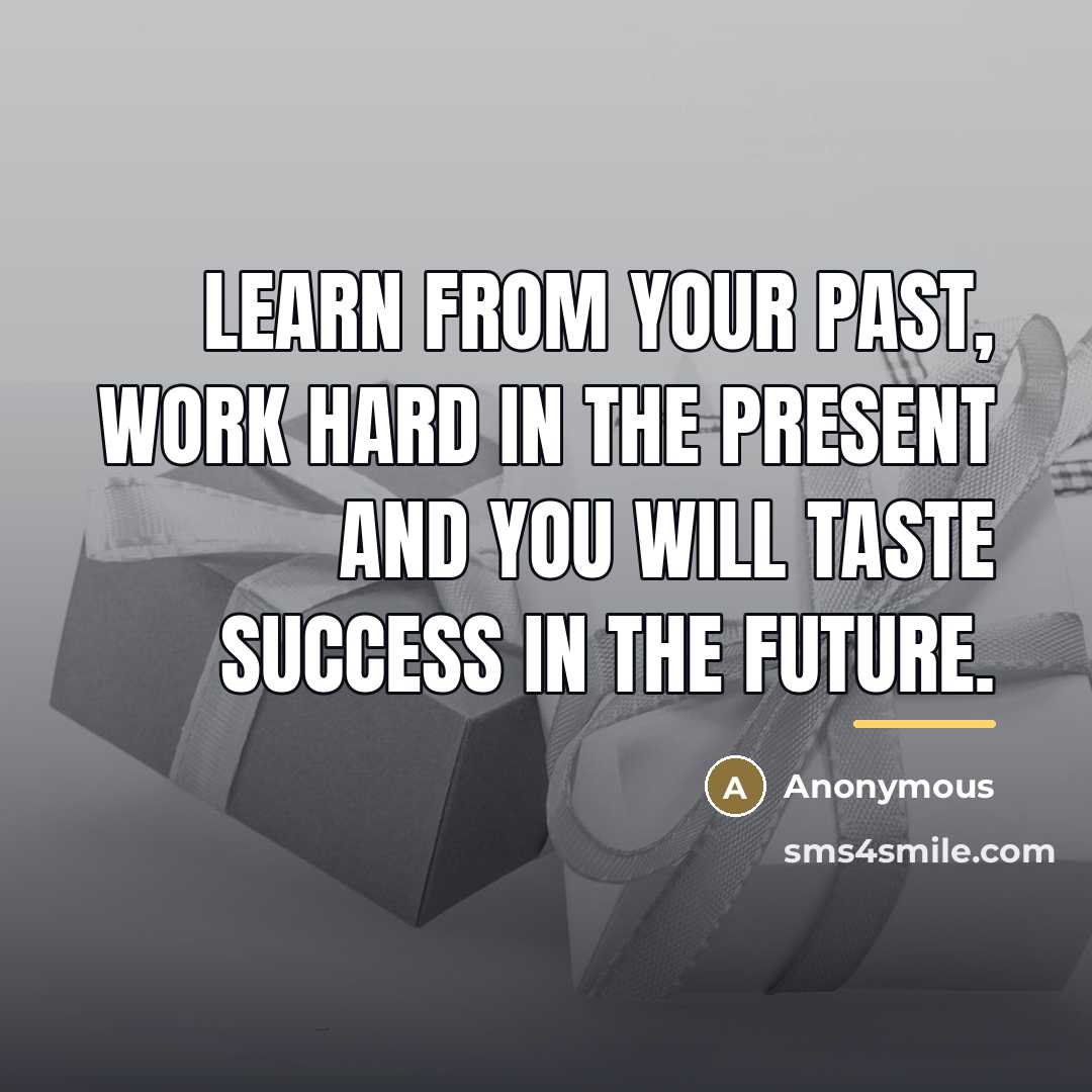 “Learn from your past, work hard in the present and…” quote by Anonymous