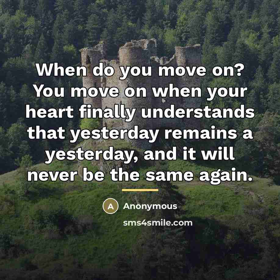“When do you move on? You move on when your…” quote by Anonymous