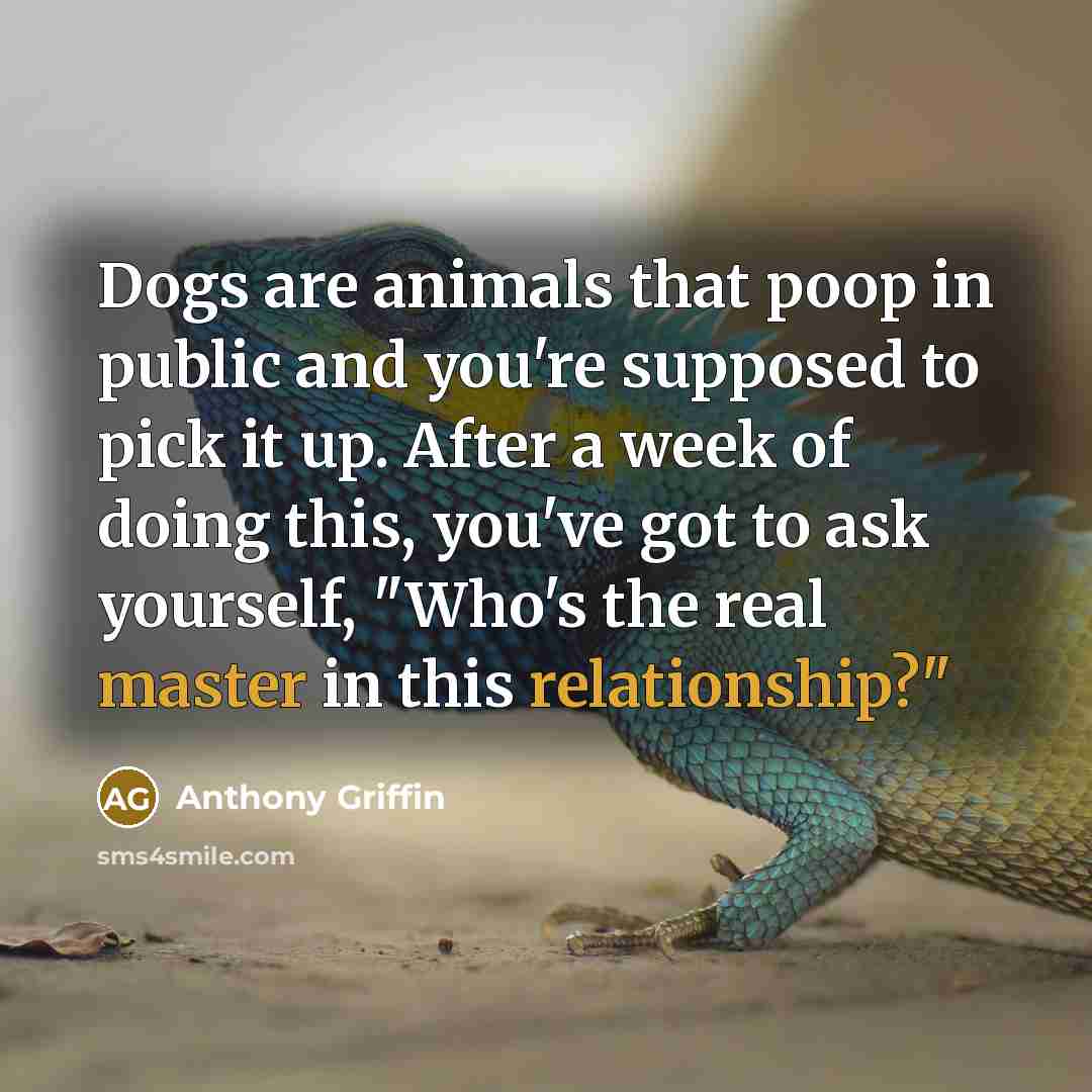 “Dogs are animals that poop in public and you're supposed…” quote by Anthony Griffin