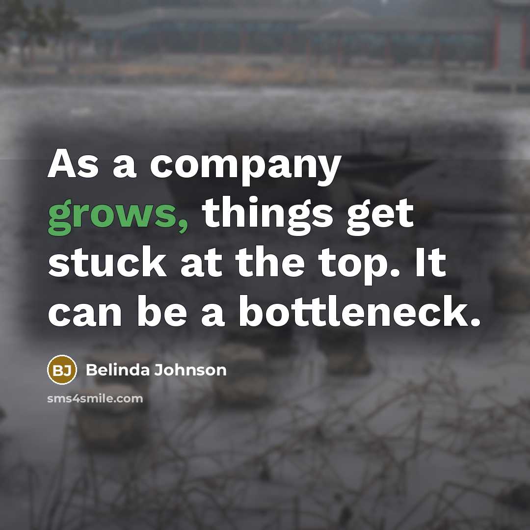 “As a company grows, things get stuck at the top. It can be a bottleneck.” quote by Belinda Johnson