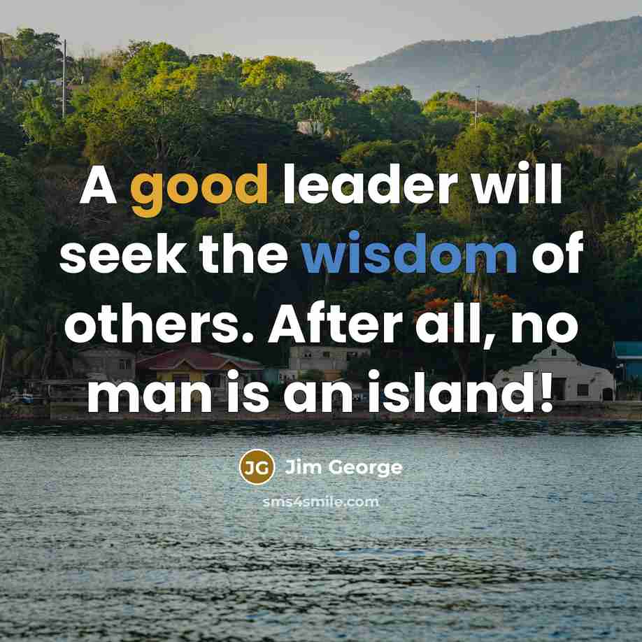 “A good leader will seek the wisdom of others. After…” quote by Jim George
