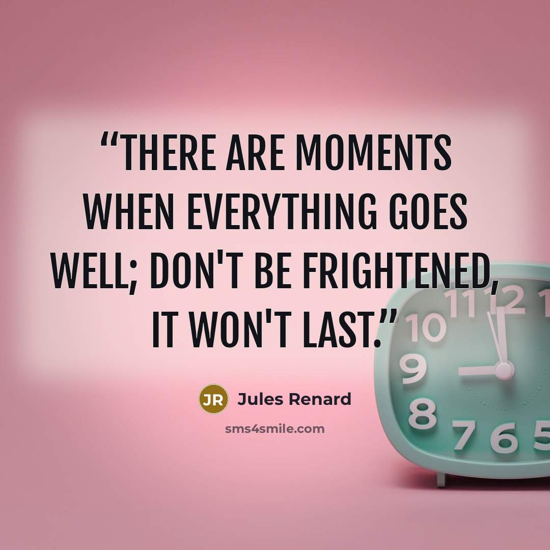 “There are moments when everything goes well; don't be frightened, it won't last.” quote by Jules Renard