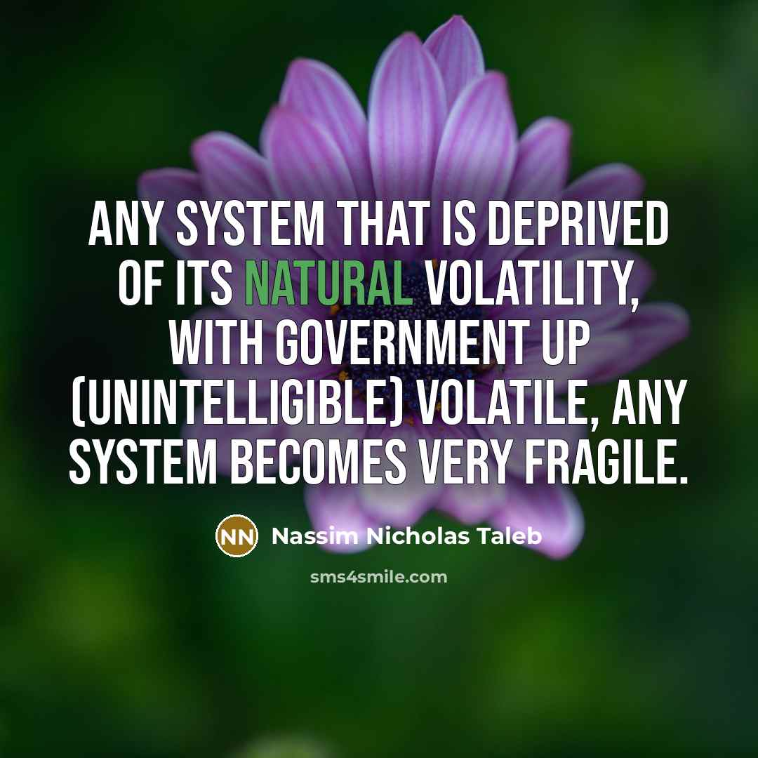 “Any system that is deprived of its natural volatility, with…” quote by Nassim Nicholas Taleb