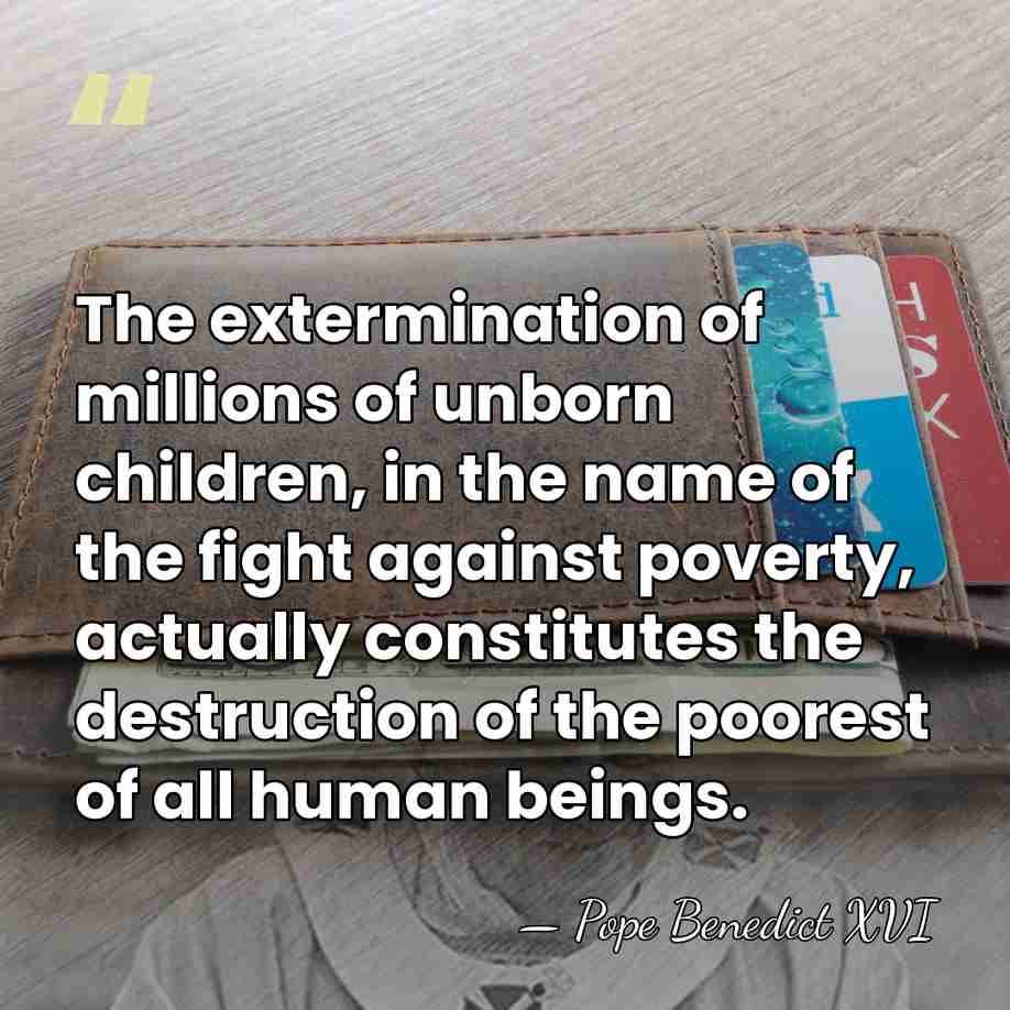 The extermination of millions of unborn children, in the name of the&hellip; - Pope Benedict XVI
