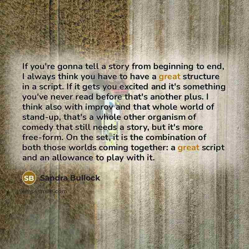 “If you're gonna tell a story from beginning to end,…” quote by Sandra Bullock