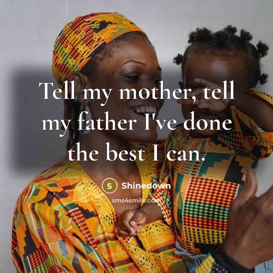 “Tell my mother, tell my father I've done the best…” quote by Shinedown