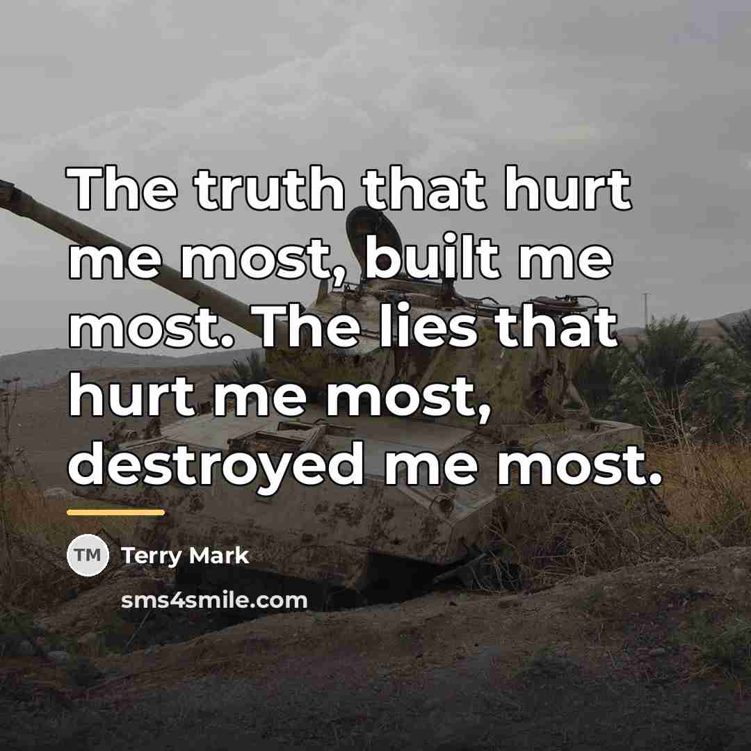 “The truth that hurt me most, built me most. The…” quote by Terry Mark