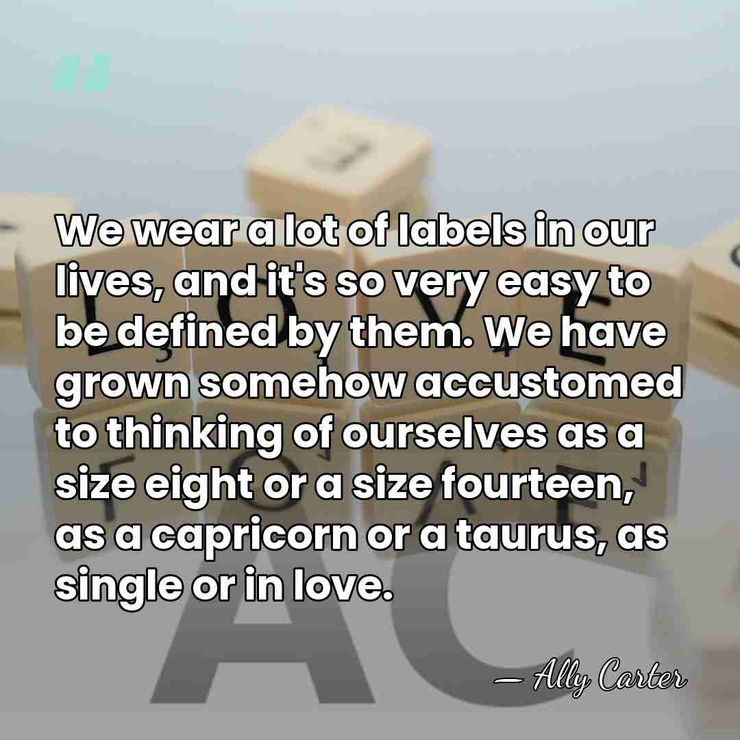 We wear a lot of labels in our lives, and it's so&hellip; - Ally Carter