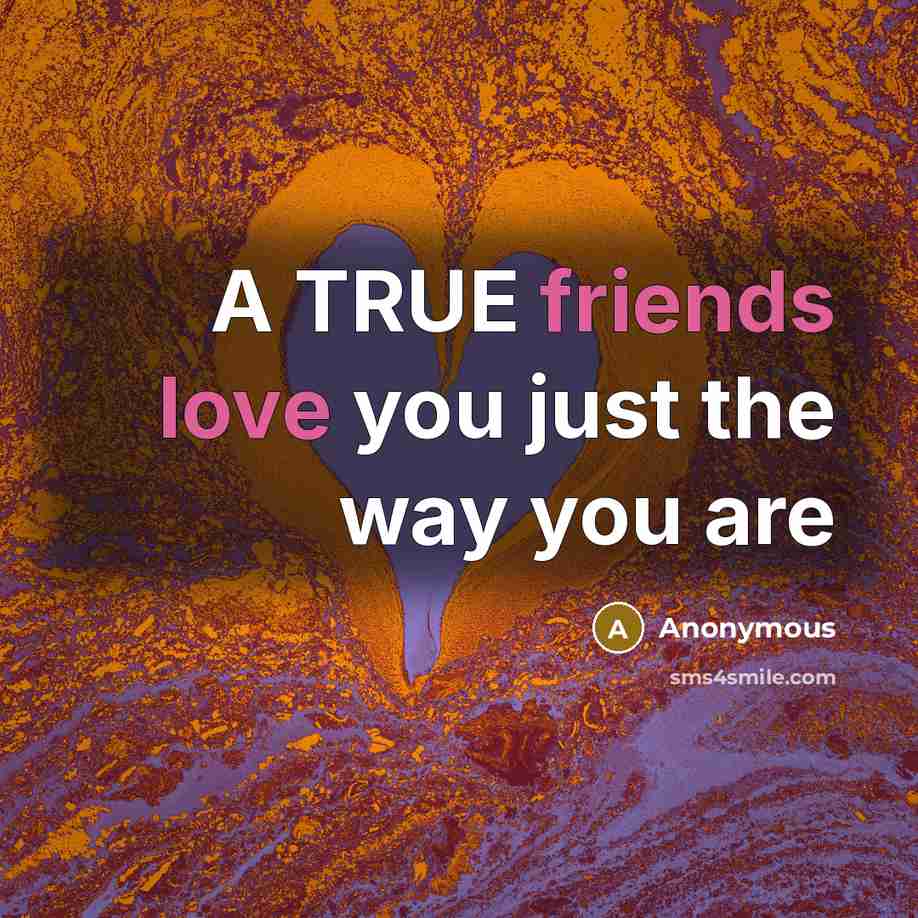“A TRUE friends love you just the way you are” quote by Anonymous
