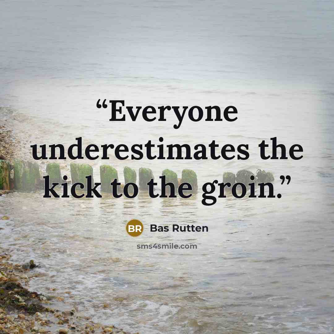 “Everyone underestimates the kick to the groin.” quote by Bas Rutten
