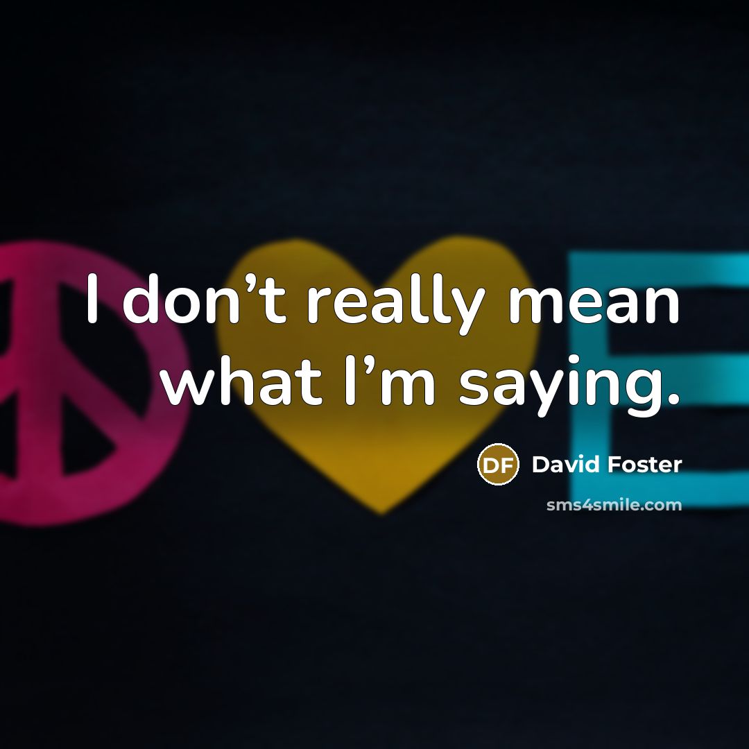 “I don’t really mean what I’m saying.…” quote by David Foster