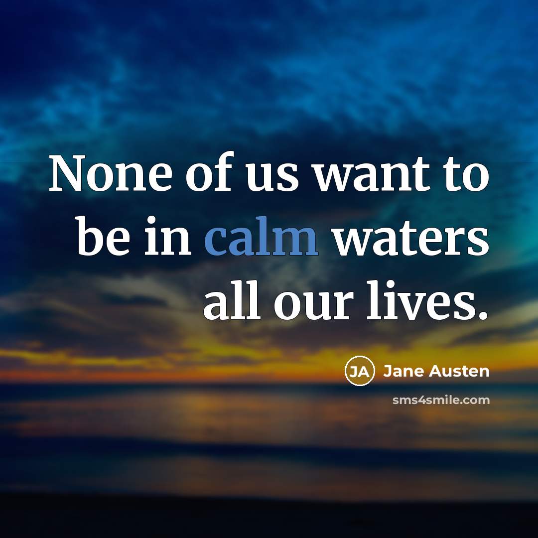 “None of us want to be in calm waters all…” quote by Jane Austen
