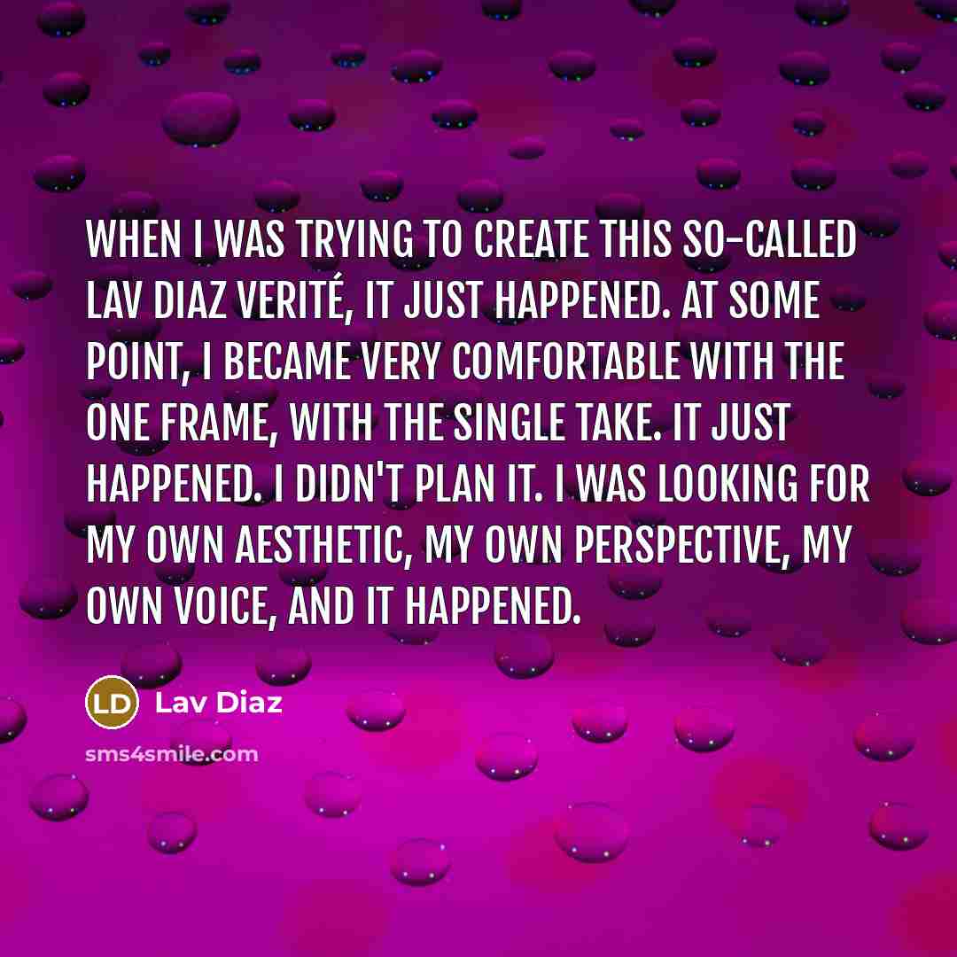 “When I was trying to create this so-called Lav Diaz…” quote by Lav Diaz