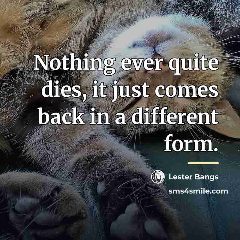 “Nothing ever quite dies, it just comes back in a…” quote by Lester Bangs