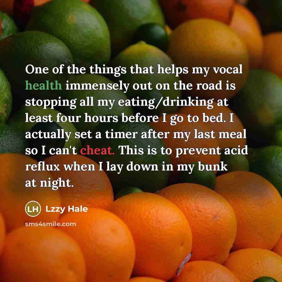 “One of the things that helps my vocal health immensely…” quote by Lzzy Hale