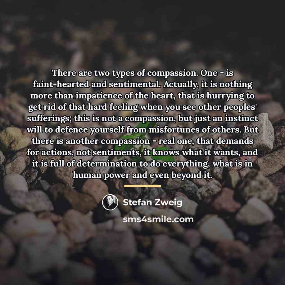 “There are two types of compassion. One - is faint-hearted…” quote by Stefan Zweig