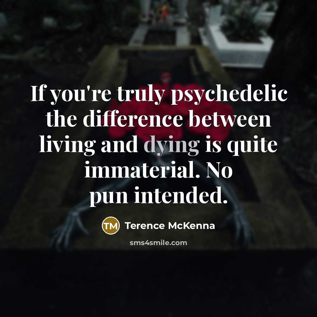 “If you're truly psychedelic the difference between living and dying…” quote by Terence McKenna