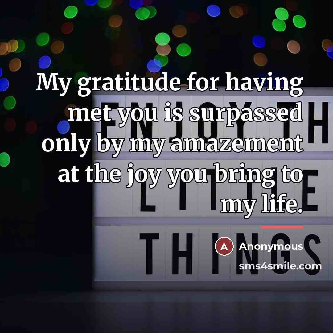 “My gratitude for having met you is surpassed only by…” quote by Anonymous