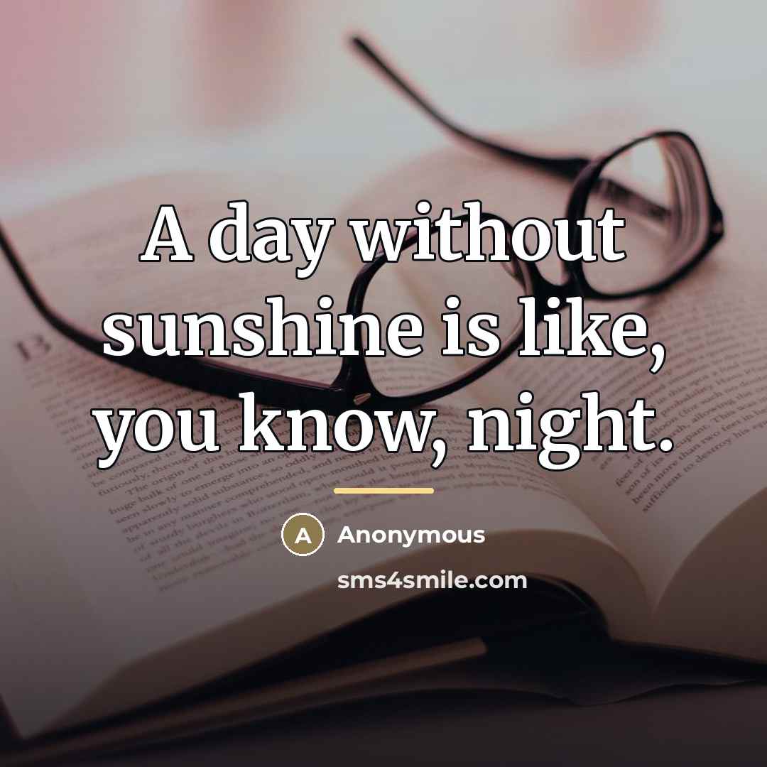 “A day without sunshine is like, you know, night.…” quote by Anonymous