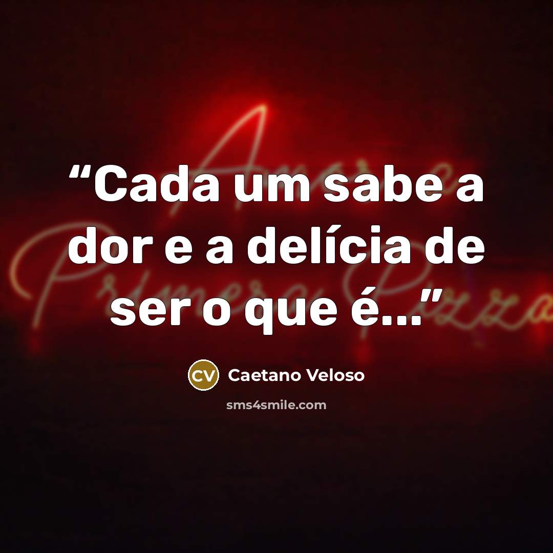 “Cada um sabe a dor e a delícia de ser o que é...” quote by Caetano Veloso