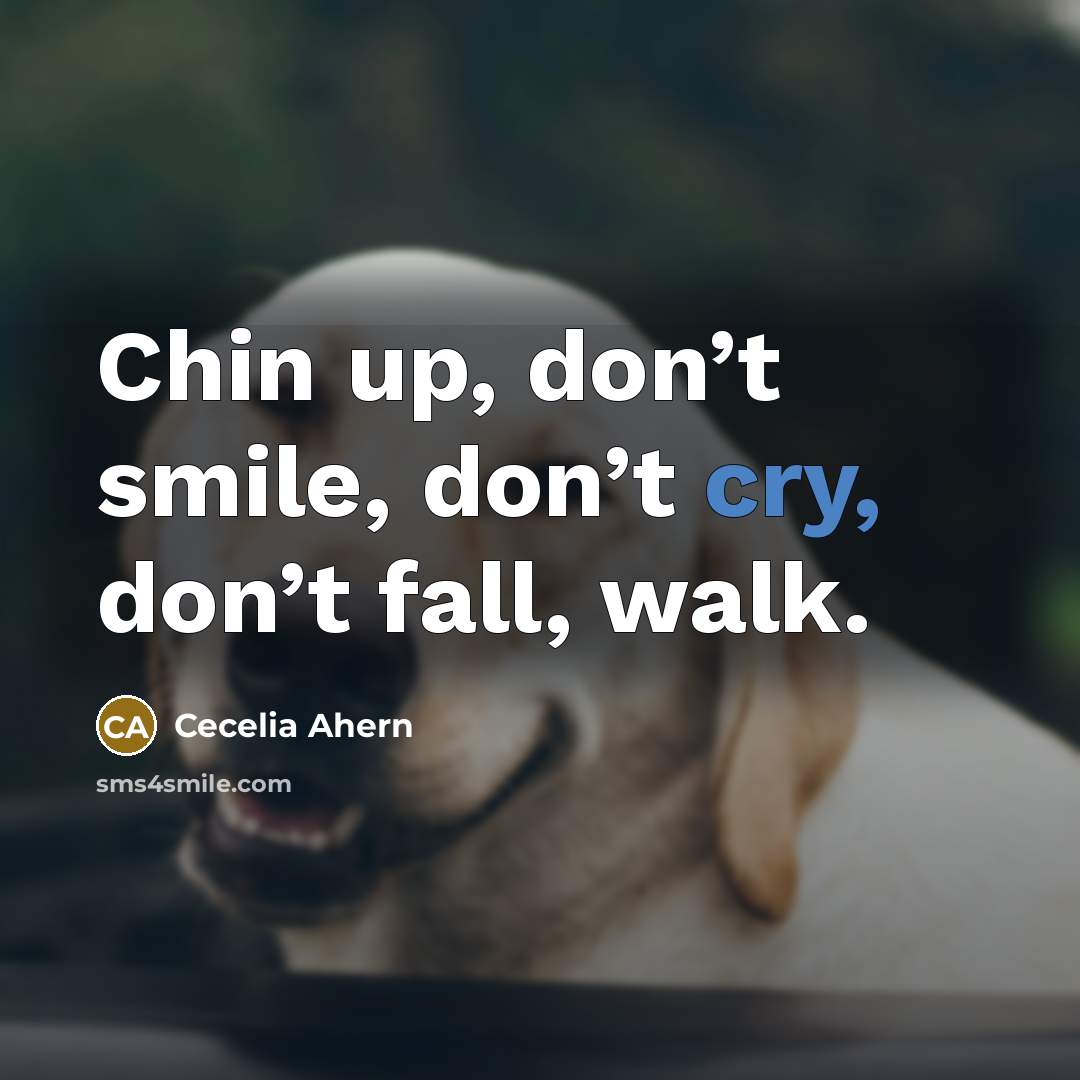“Chin up, don’t smile, don’t cry, don’t fall, walk.” quote by Cecelia Ahern