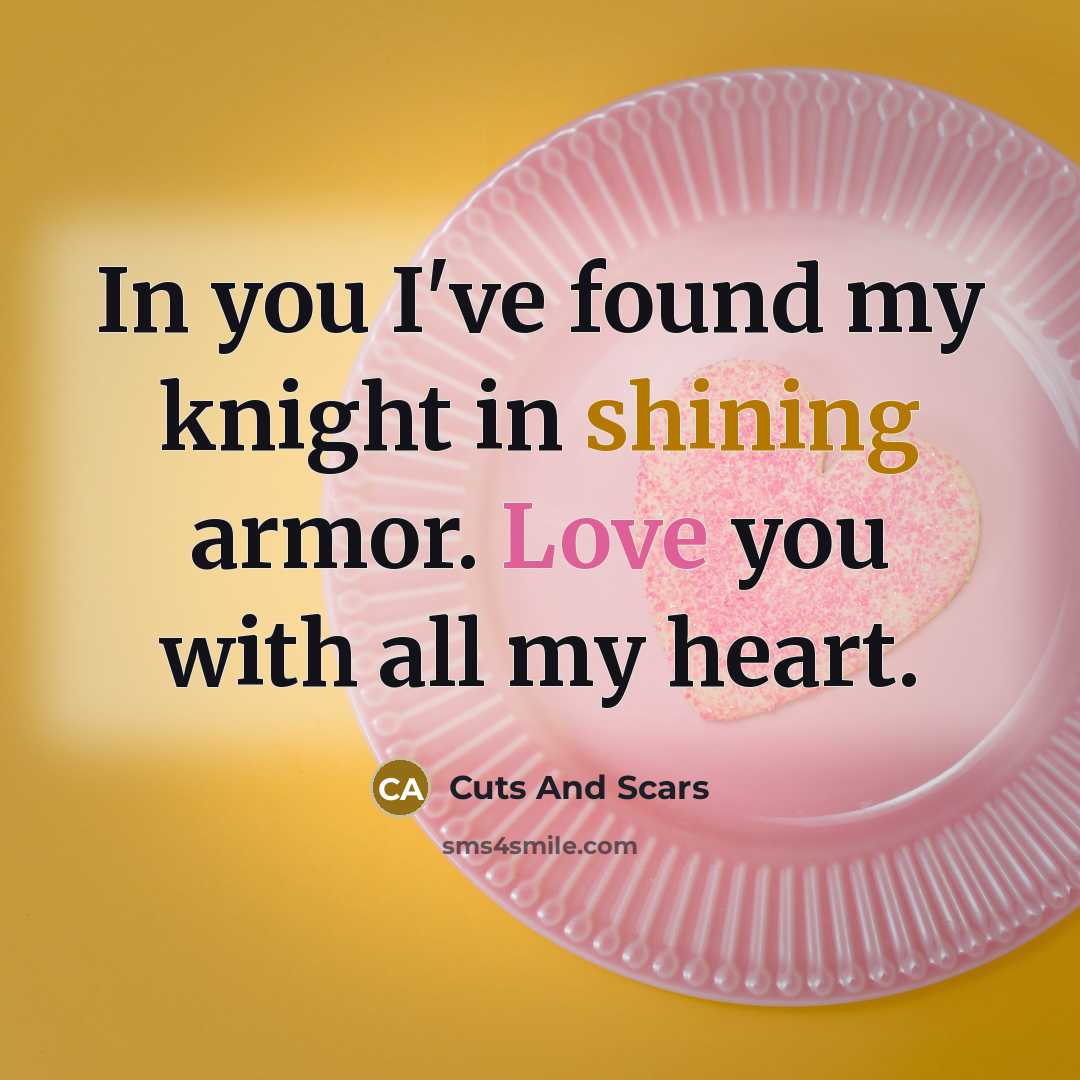 “In you I've found my knight in shining armor. Love…” quote by Cuts And Scars