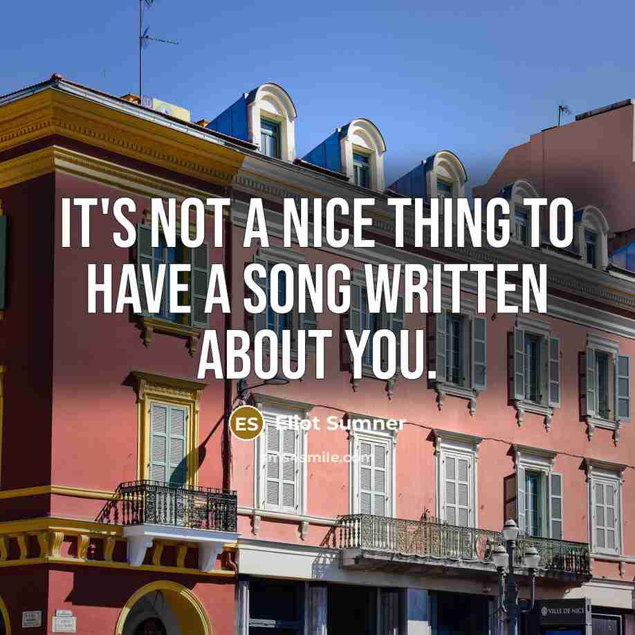 “It's not a nice thing to have a song written…” quote by Eliot Sumner