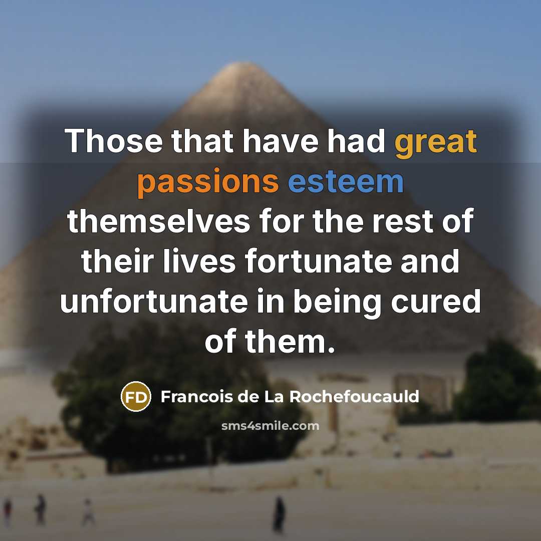 “Those that have had great passions esteem themselves for the rest of their lives fortunate and unfortunate in being cured of them.” quote by Francois de La Rochefoucauld
