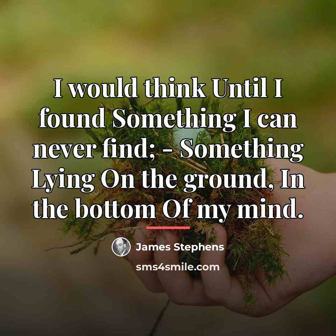 “I would think Until I found Something I can never…” quote by James Stephens