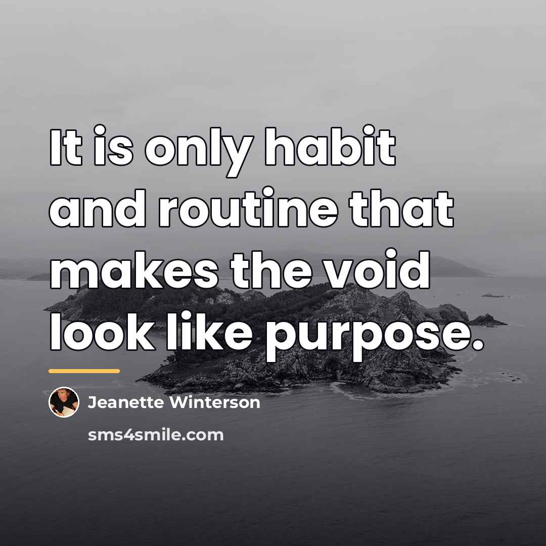 “It is only habit and routine that makes the void…” quote by Jeanette Winterson