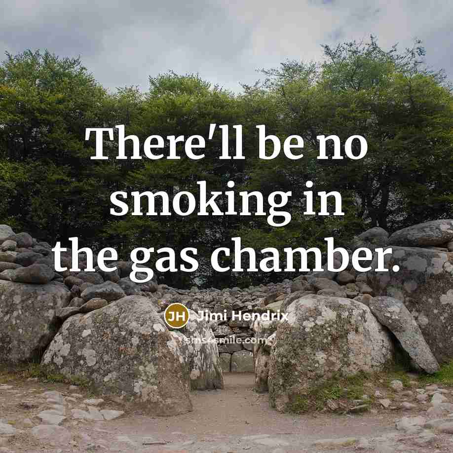 “There'll be no smoking in the gas chamber.…” quote by Jimi Hendrix