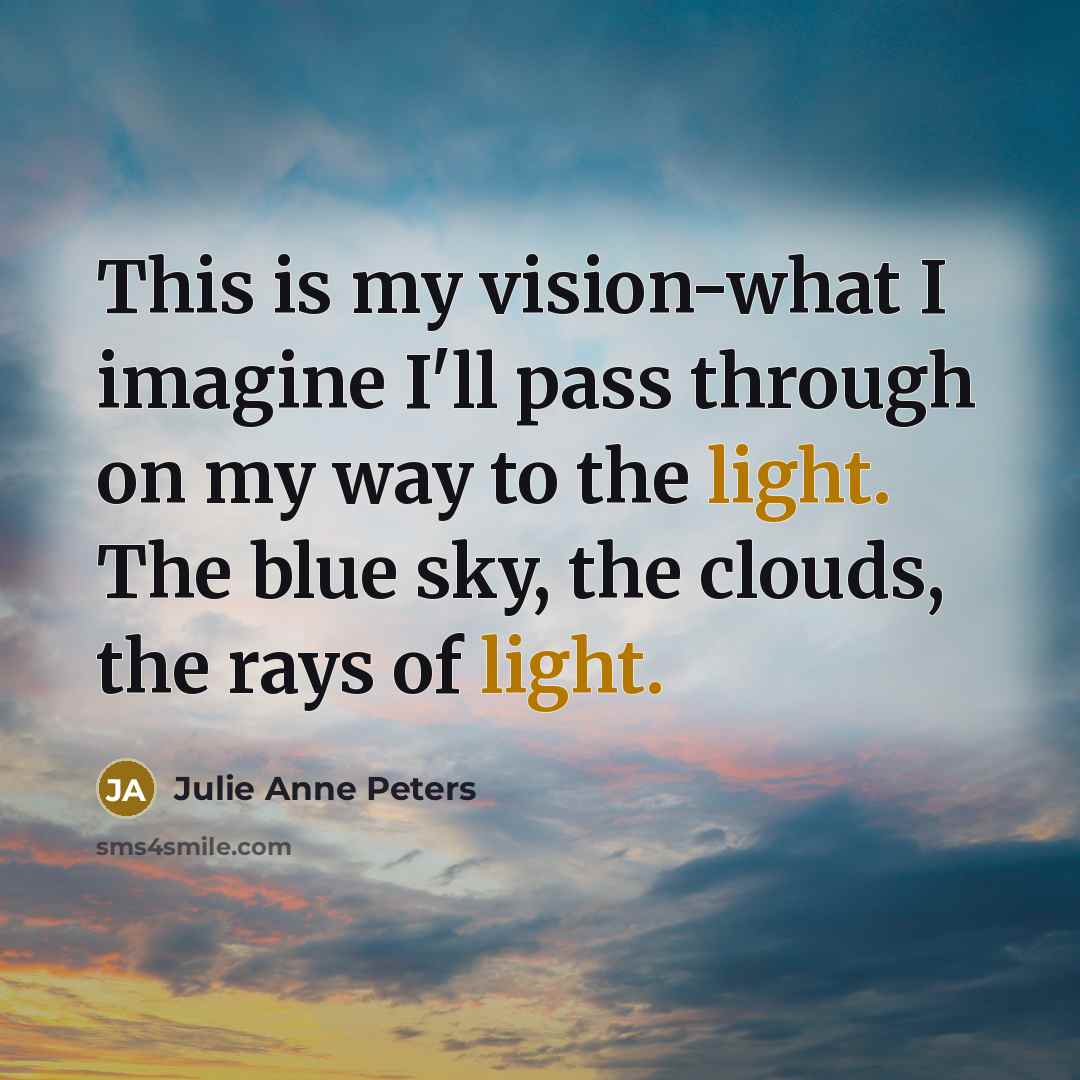 “This is my vision-what I imagine I'll pass through on…” quote by Julie Anne Peters